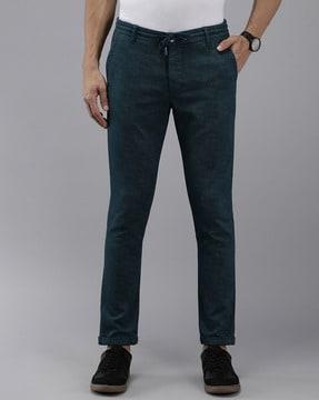 tapered fit flat-front chinos