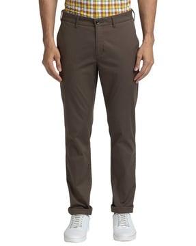 tapered fit flat-front chinos