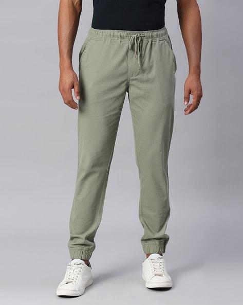 tapered fit flat-front jogger pants