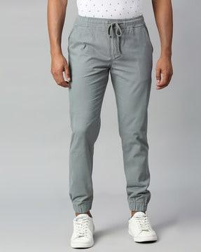 tapered fit flat-front jogger pants