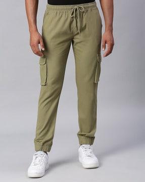 tapered fit flat-front jogger pants