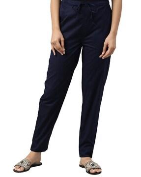 tapered fit flat-front pants