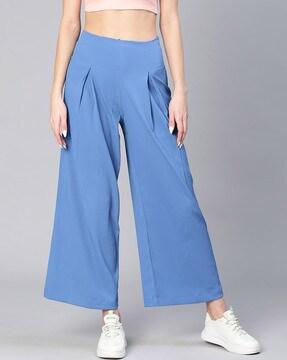 tapered fit flat-front pants