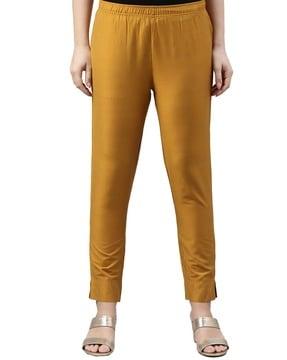 tapered fit flat-front pants