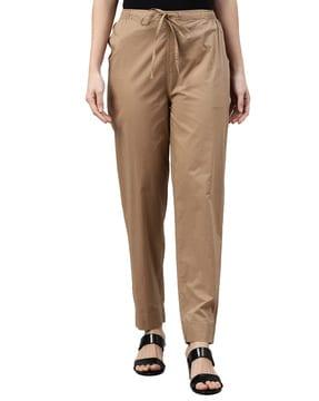 tapered fit flat-front pants