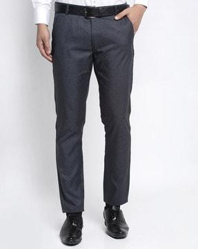 tapered fit flat front trousers