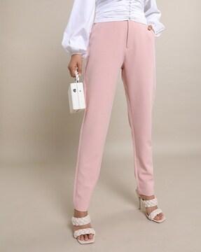 tapered fit flat-front trousers