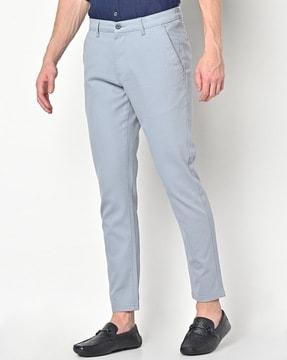 tapered fit flat-front trousers