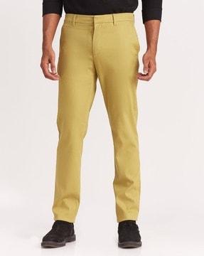 tapered fit flat-front trousers