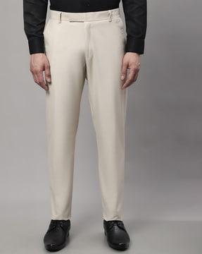 tapered fit flat-front trousers