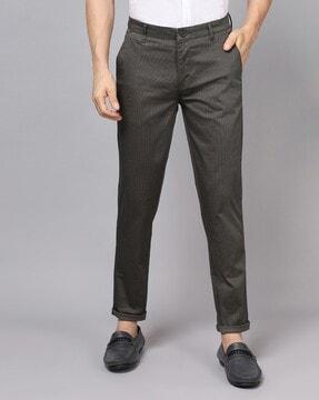 tapered fit flat-front trousers