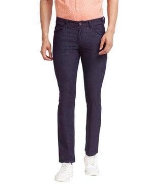 tapered fit flat-front trousers