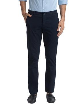 tapered fit flat-front trousers