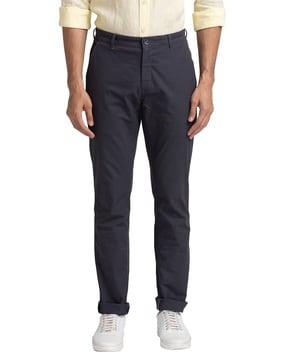 tapered fit flat-front trousers