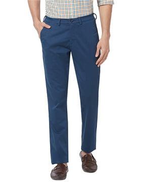 tapered fit flat-front trousers