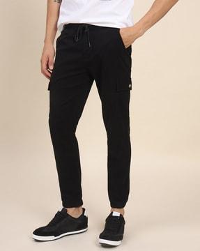 tapered fit joggers with drawstring waist