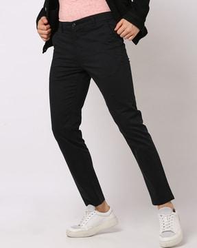 tapered fit mid-rise trousers