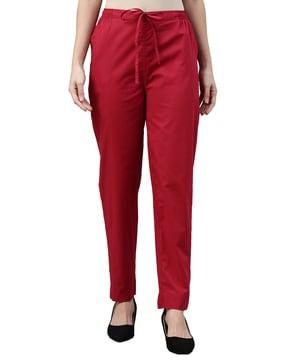 tapered fit pants with elasticated drawstring waist