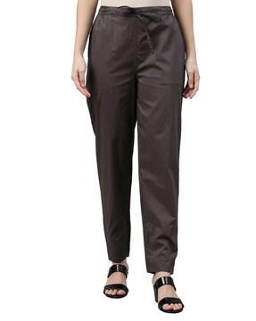 tapered fit pants with elasticated drawstring waist