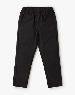 tapered fit pants with elasticated waist