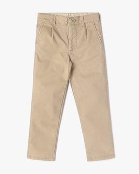 tapered fit pleat-front chinos