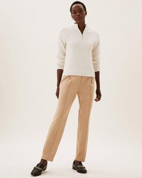 tapered fit pleat-front pants