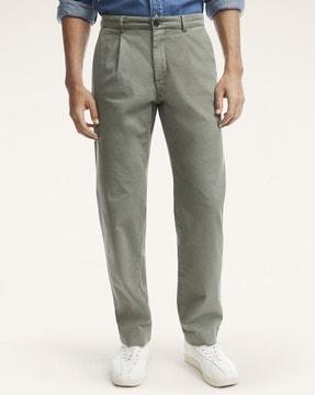 tapered fit pleated chinos