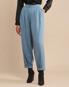 tapered fit pleated front pants
