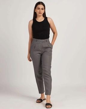 tapered fit pleated trousers