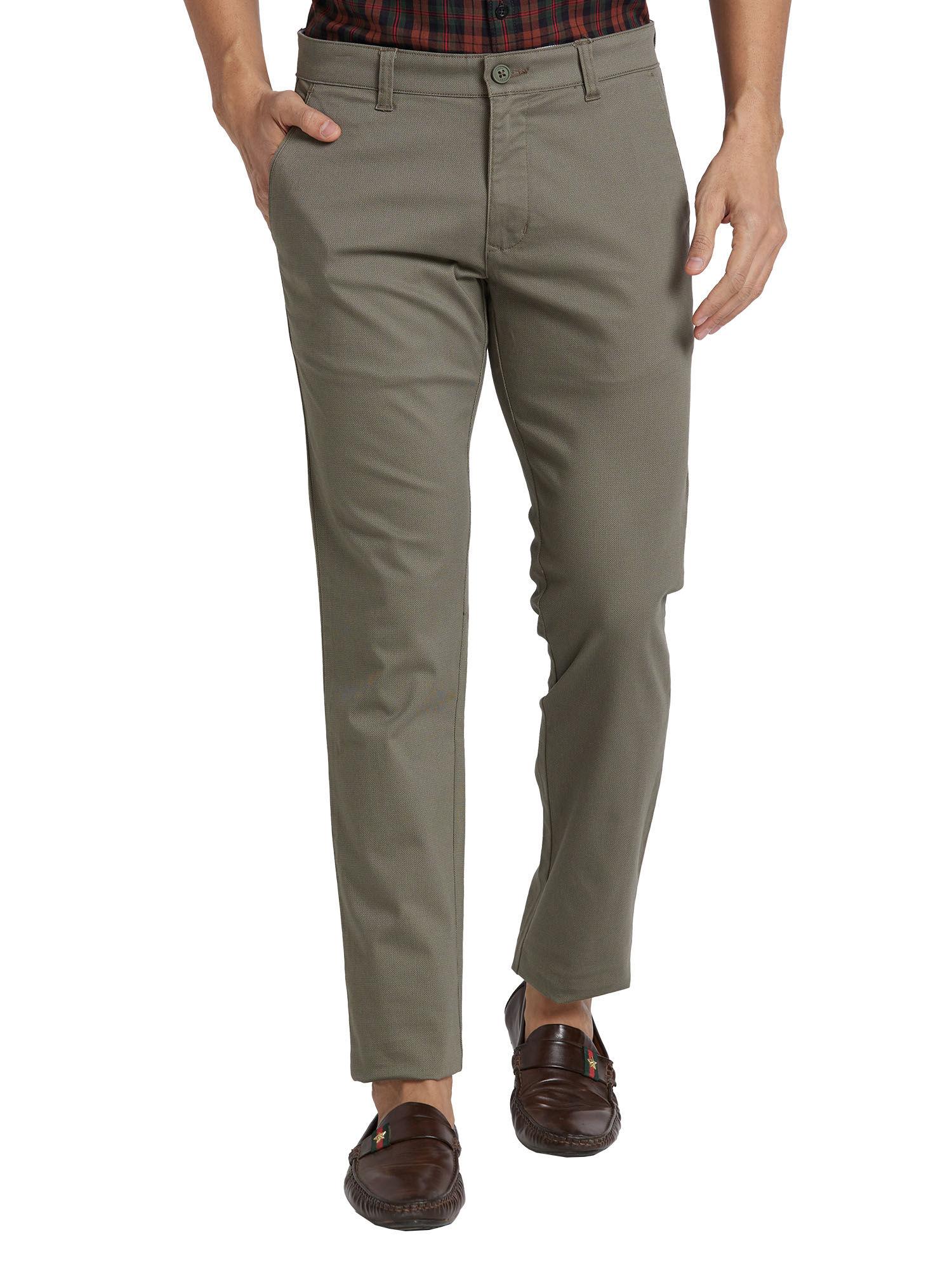 tapered fit printed green trouser
