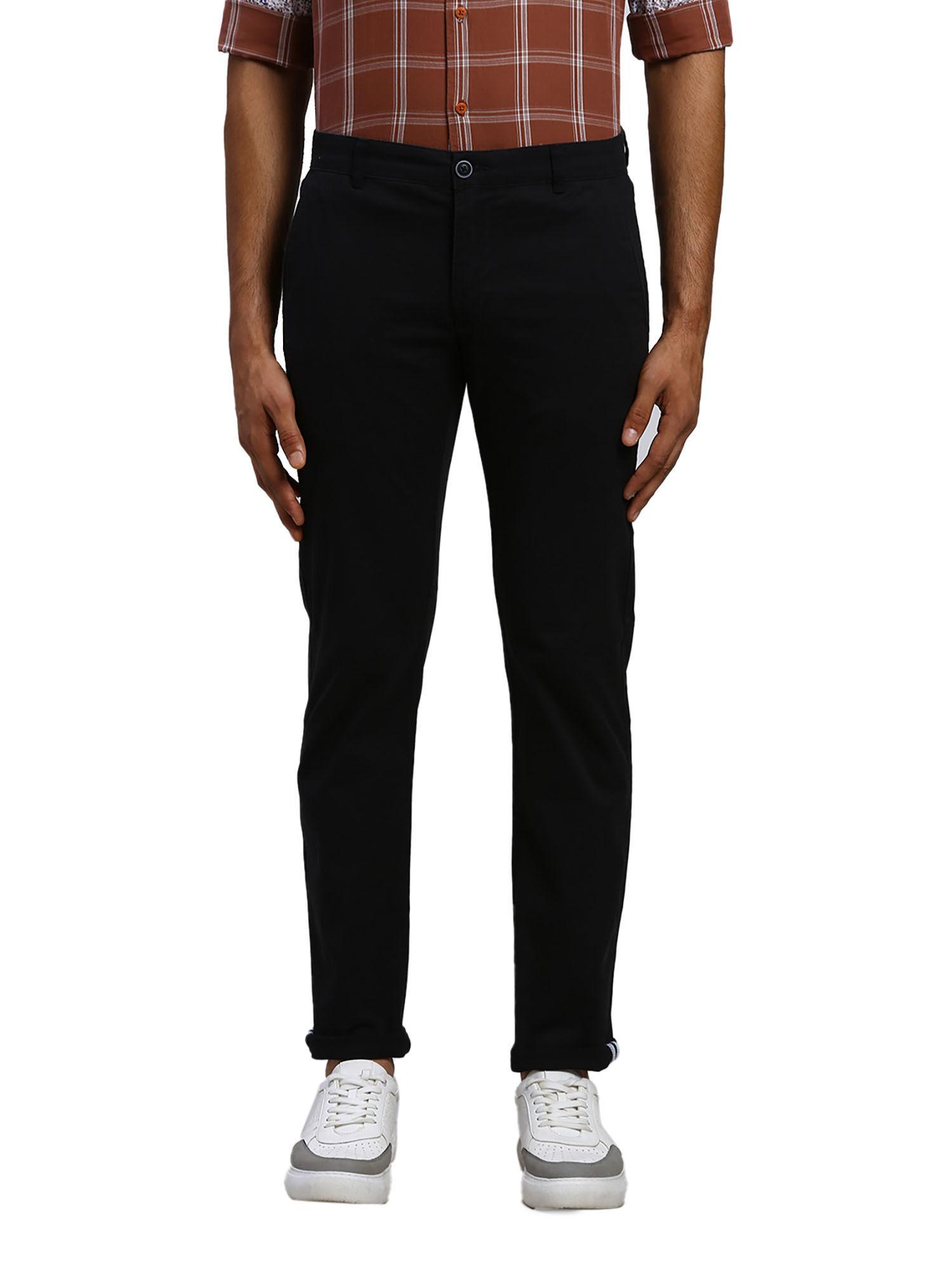 tapered fit solid black trouser