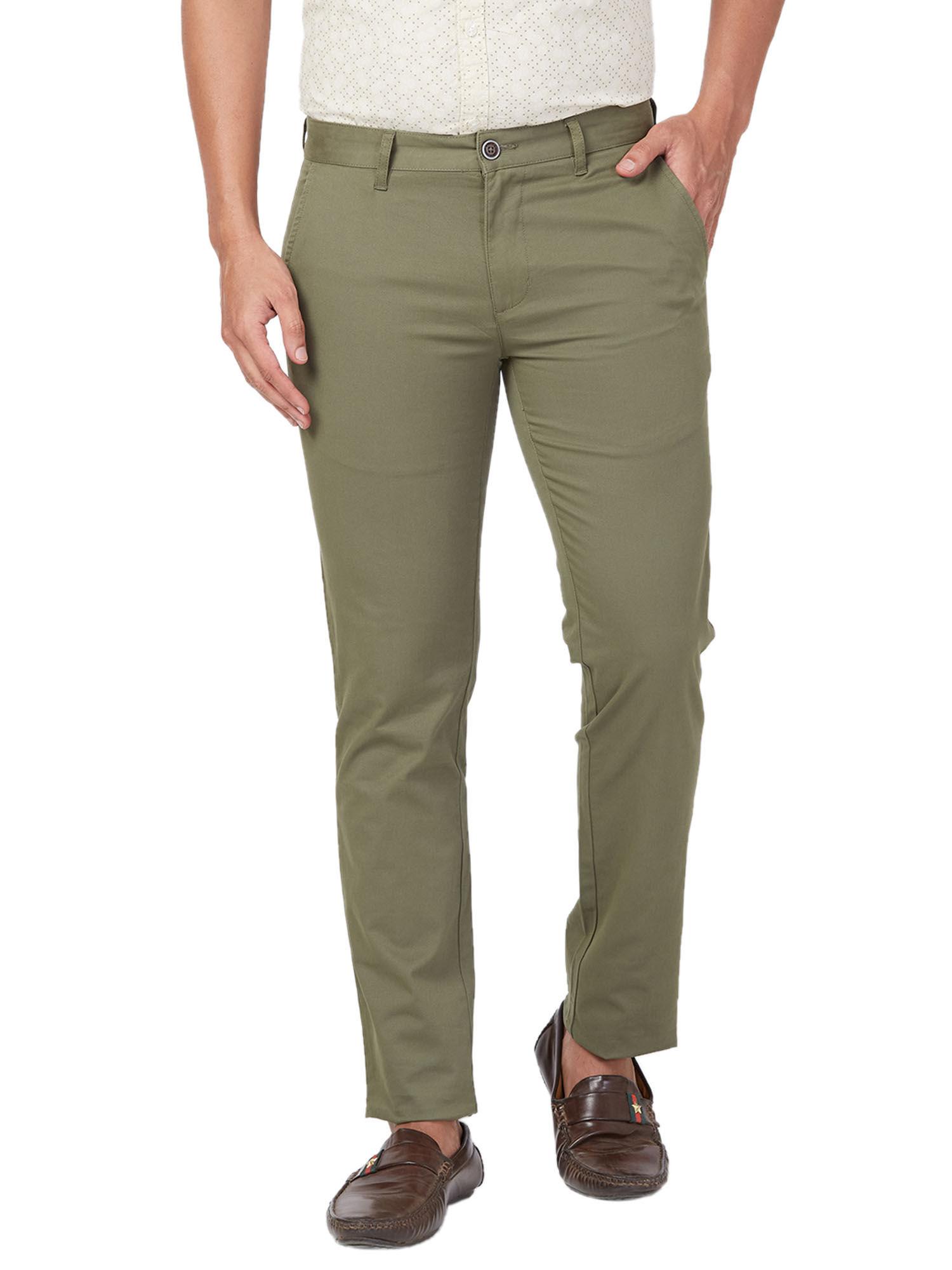tapered fit solid green trouser