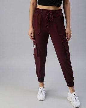 tapered fit trousers with elasticated waist