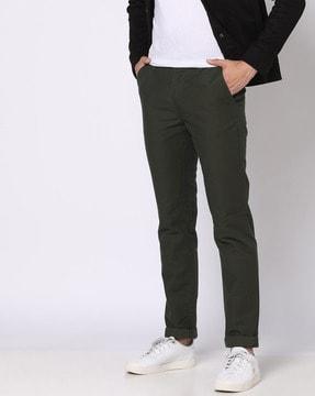 tapered fit trousers with slip pockets
