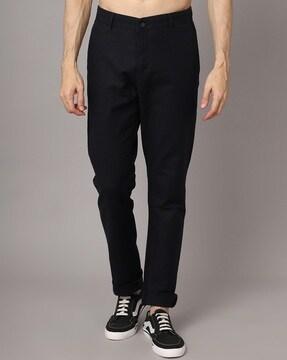 tapered flat-front trousers