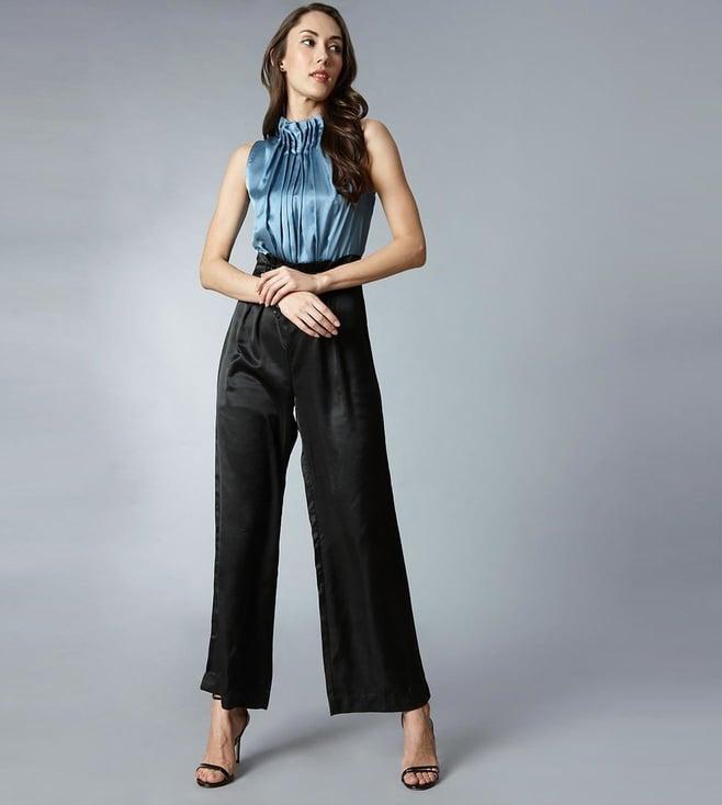 tara and i black & blue colour block jumpsuit