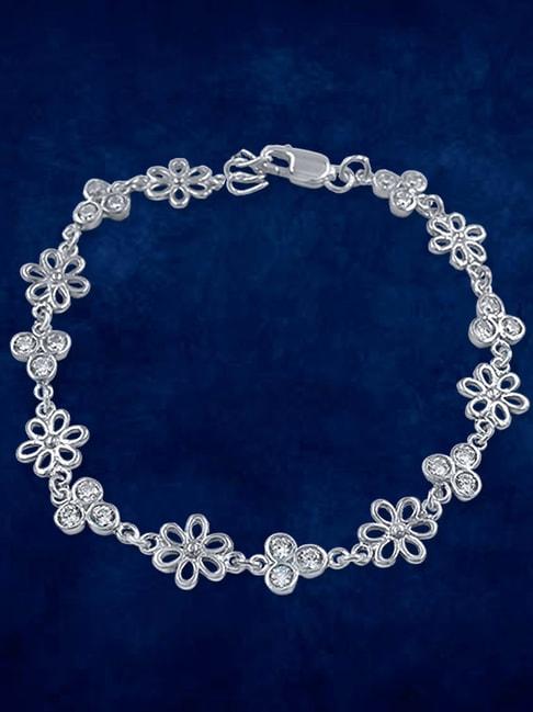 taraash 92.5 sterling silver cz floral bracelet for women