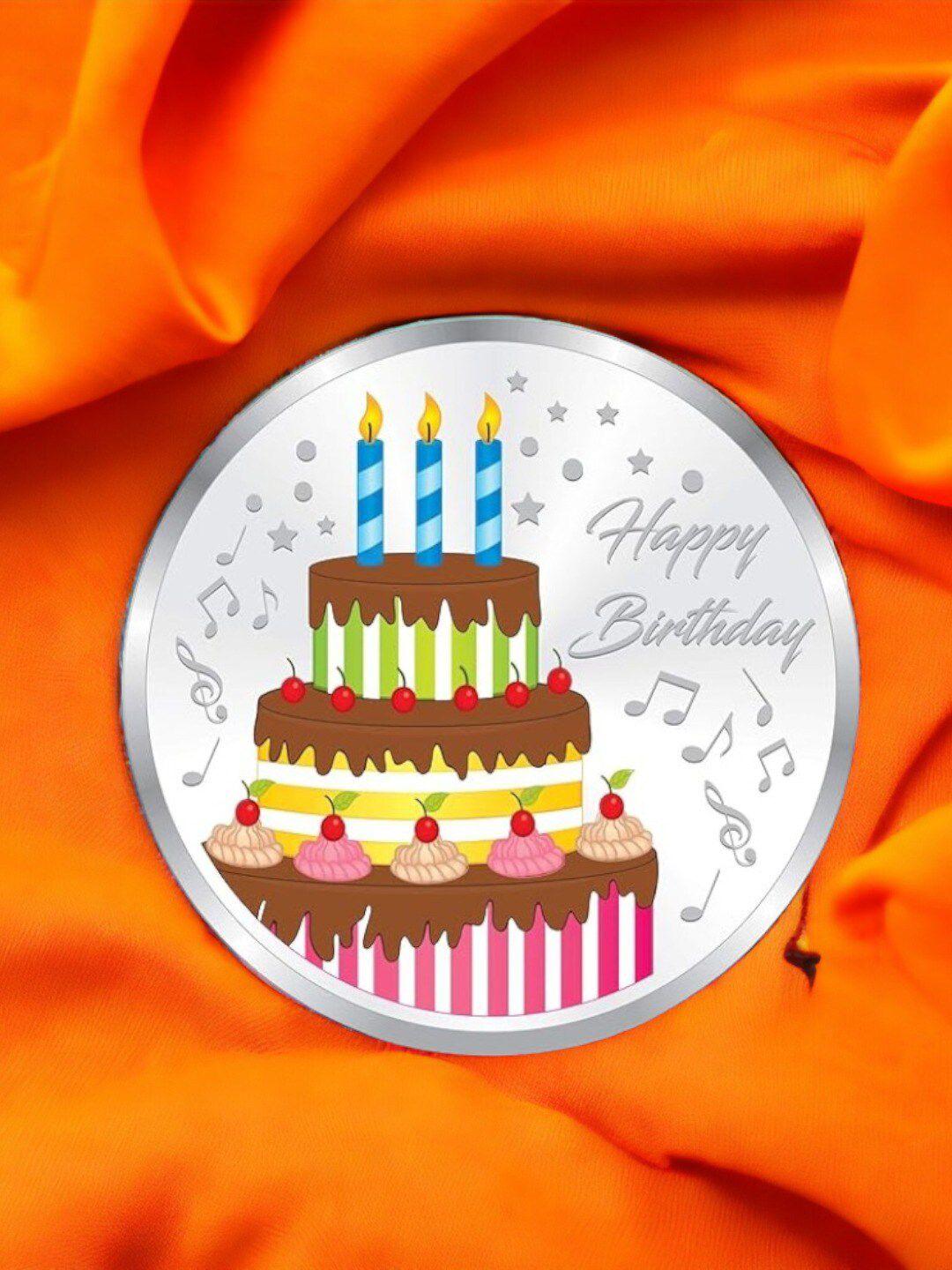 taraash cake design 999 round silver coin-10 gm