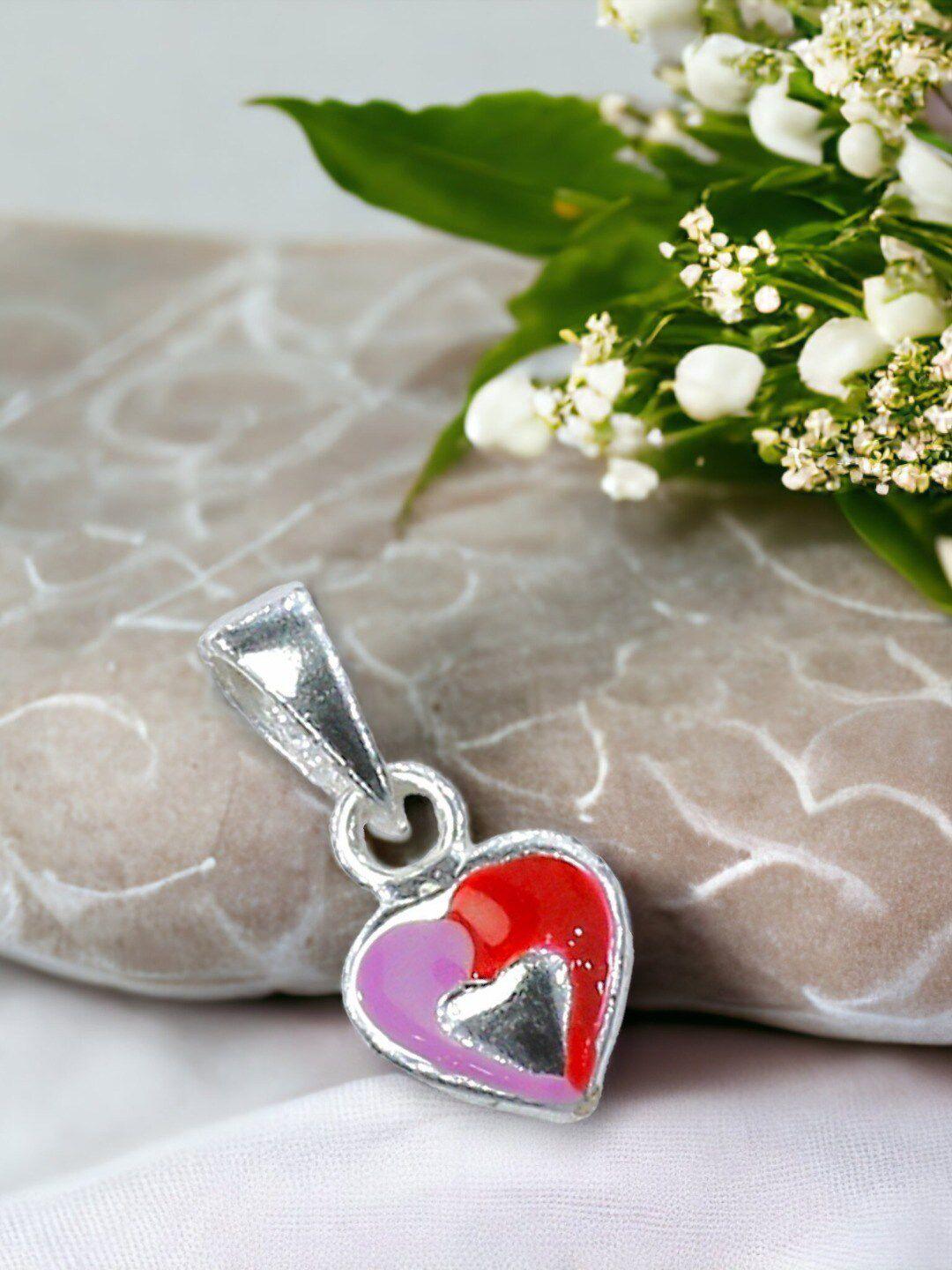 taraash girls 925 sterling silver enamel heart-shaped pendant