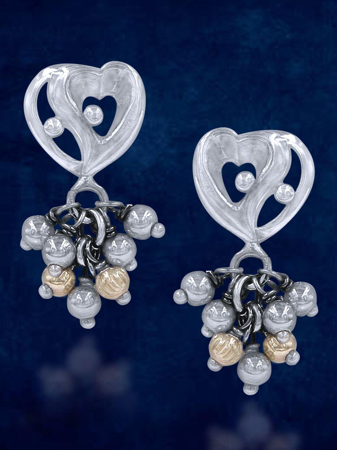 taraash silver-plated heart shaped drop earrings