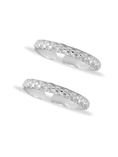 taraash 92.5 sterling silver cutwork toe rings for women