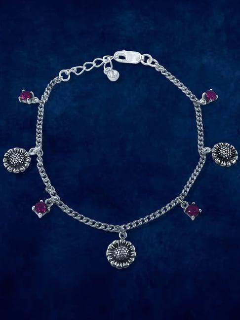 taraash 92.5 sterling silver cz floral bracelet for women