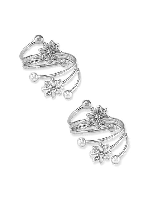 taraash 92.5 sterling silver floral toe rings for women
