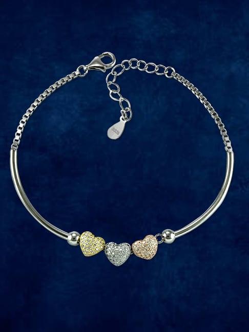 taraash 92.5 sterling silver heart shape bracelet for women