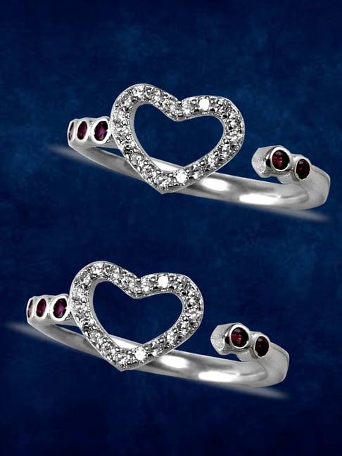 taraash 92.5 sterling silver heart toe rings for women