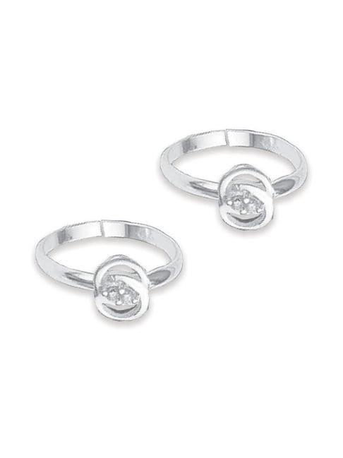 taraash 92.5 sterling silver round design toe rings for women