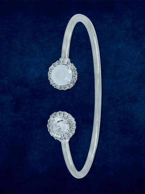 taraash 92.5 sterling silver round-shape cz openable bangle for women