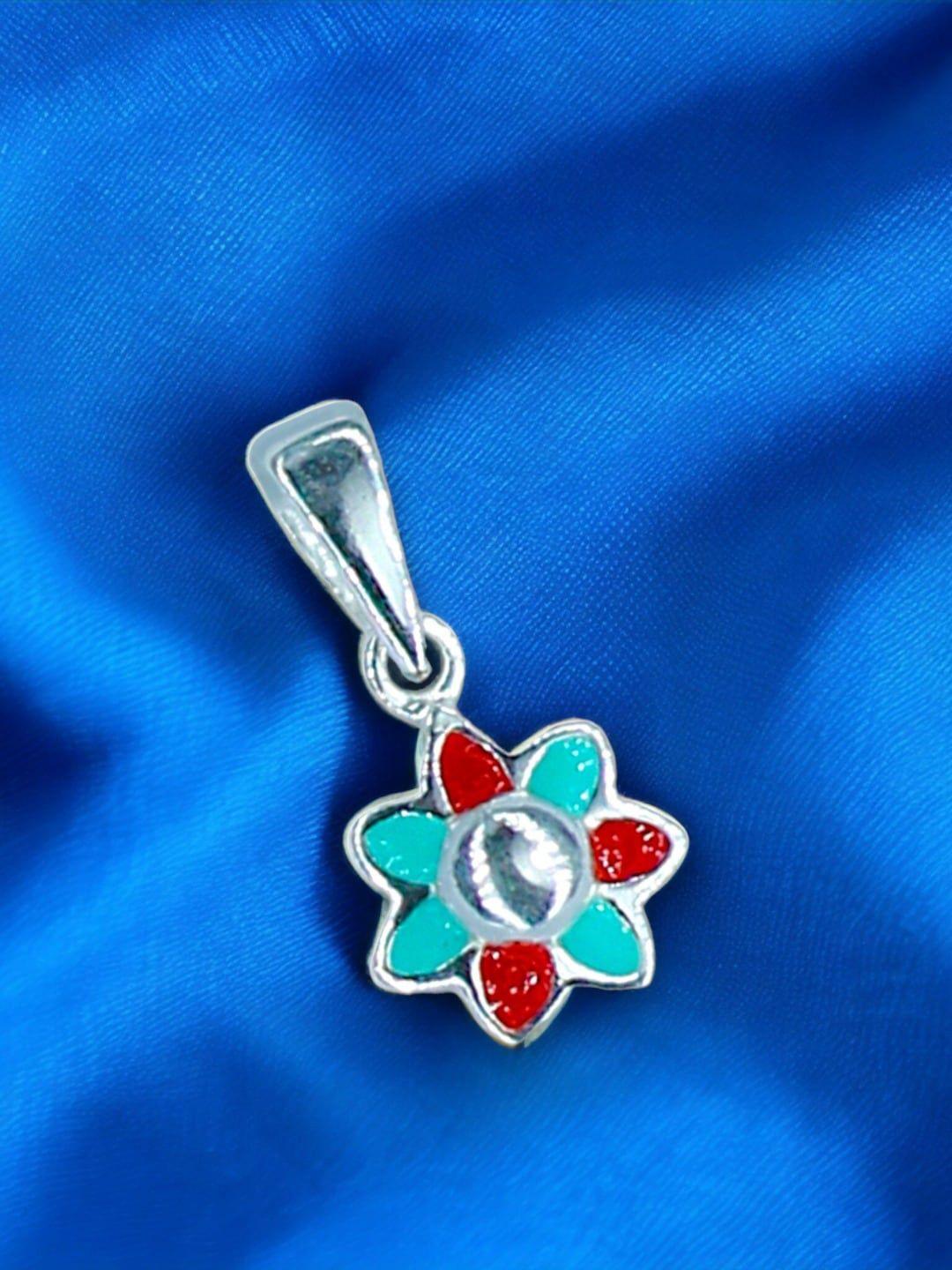 taraash girls 925 sterling silver enamel floral-shaped pendant