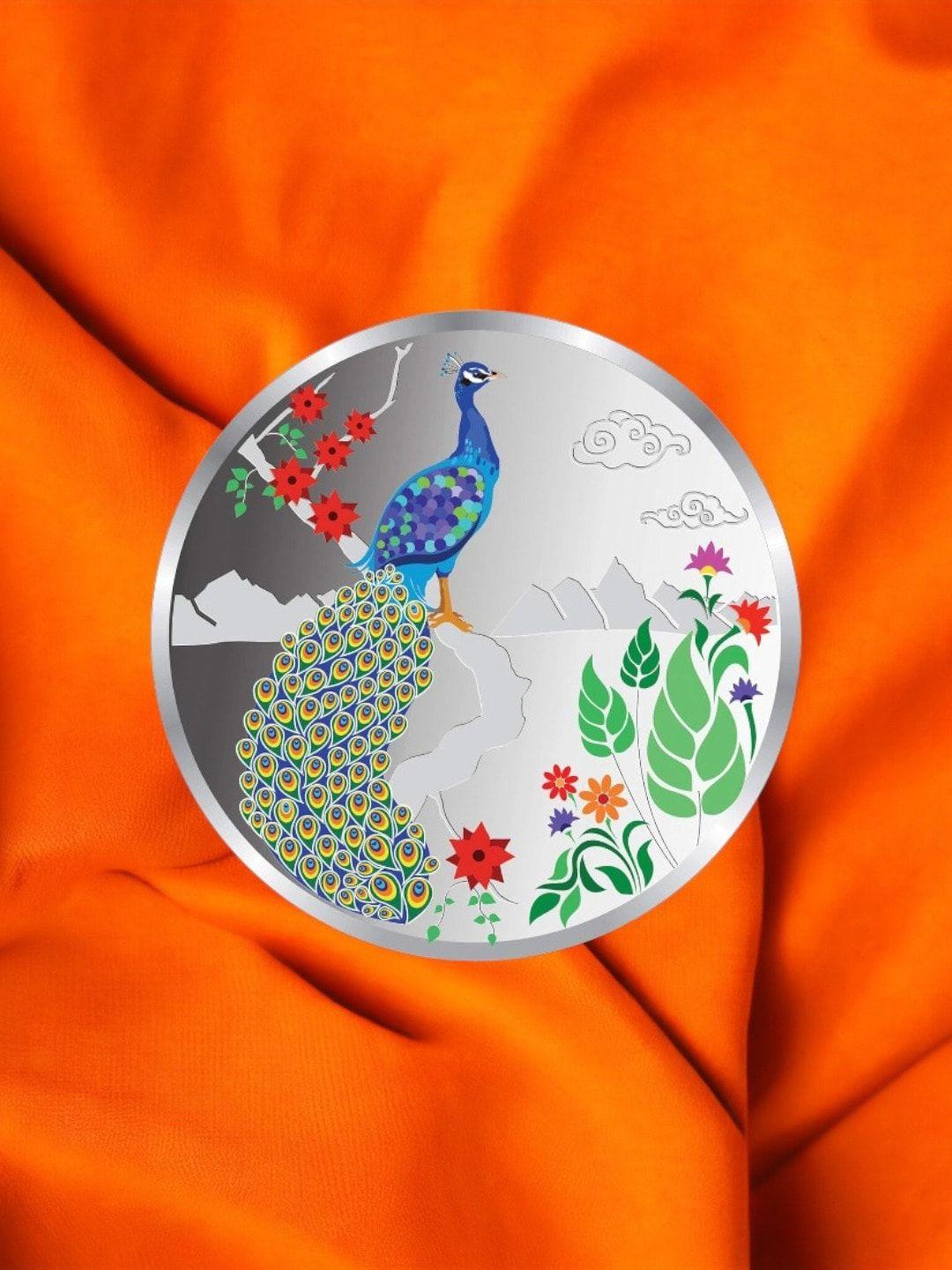 taraash peacock 999 silver coin- 10gm