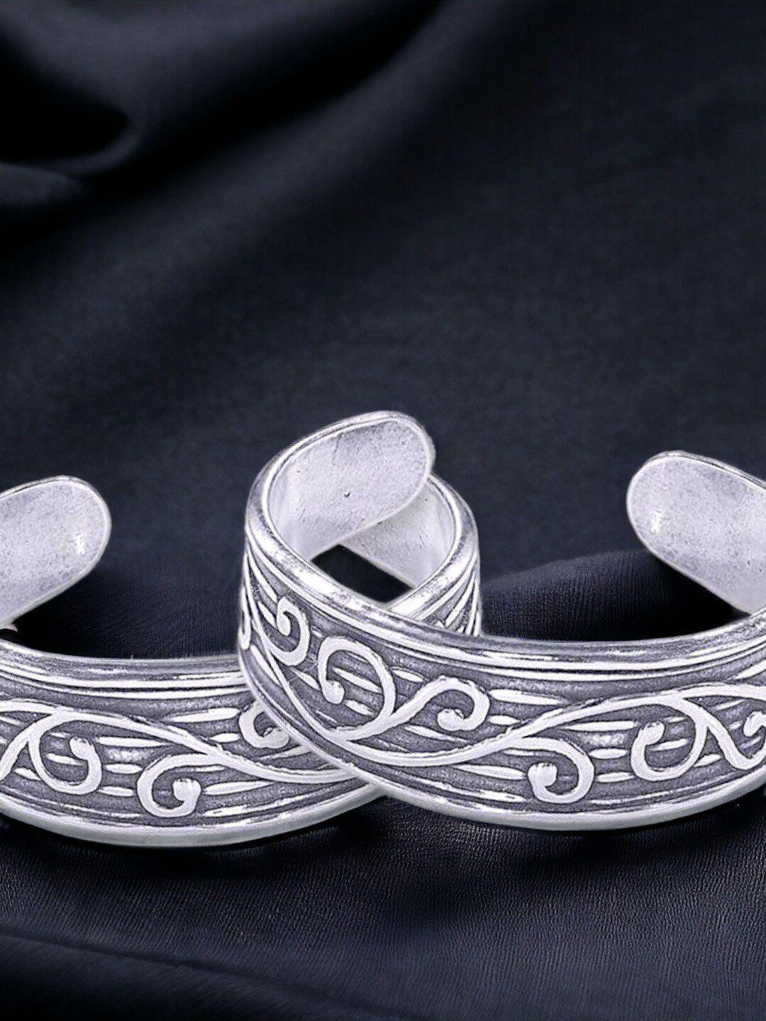 taraash set of 2 925 sterling silver flower cutwork design adjustable antique toe rings